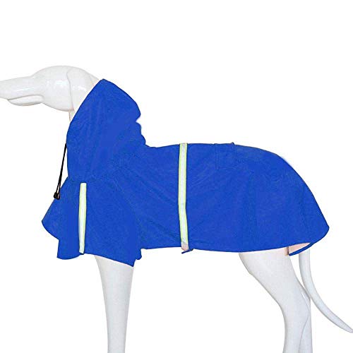 Goufride Hund Regenmantel, wasserdichte Leichte Hund Regenjacke Hund Mit Streifen Reflektierend Für Kleine Mittelgroße Hunde (Blau) 5XL von Goufride