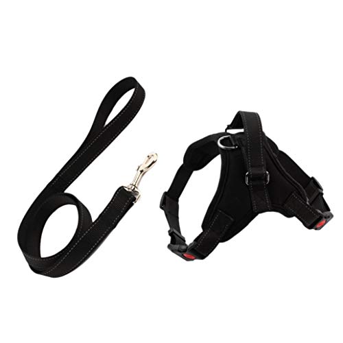 Goufride Hunde Geschirr Leine Set Einstellbare Atmungsaktive Hund Katze Kragen Weste Harness für Hund Welpen Haustier Brust Gurt Hunde ZubehöR Schwarz L von Goufride