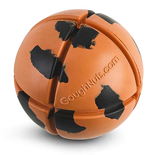 Goughnuts - Ball für Hunde, praktisch unzerstörbar - Das Hundespielzeug für Power-Kauer hält selbst hartnäckigen Hunden stand - Stabiler Gummiball für mittelgroße Rassen 13-32 kg - Orange 7,6 cm von Goughnuts