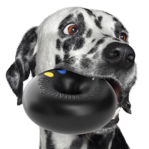 Goughnuts - Hunde-Kauspielzeug, praktisch unzerstörbar - Das Hundespielzeug für Power-Kauer hält selbst hartnäckigen Hunden stand - Robuster Kautschukring für große Rassen über 45 kg - Schwarz 15 cm von Goughnuts