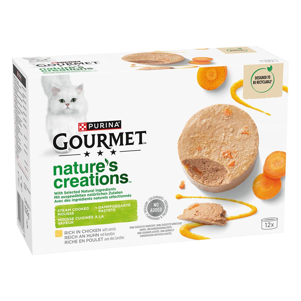 10 + 2 gratis! 12 x 85 g Gourmet Nature's Creations - Pastete: Huhn & Karotten von Gourmet