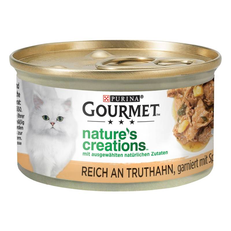 10 + 2 gratis! 12 x 85 g Gourmet Nature's Creations - Truthahn mit Spinat & Pastinaken von Gourmet