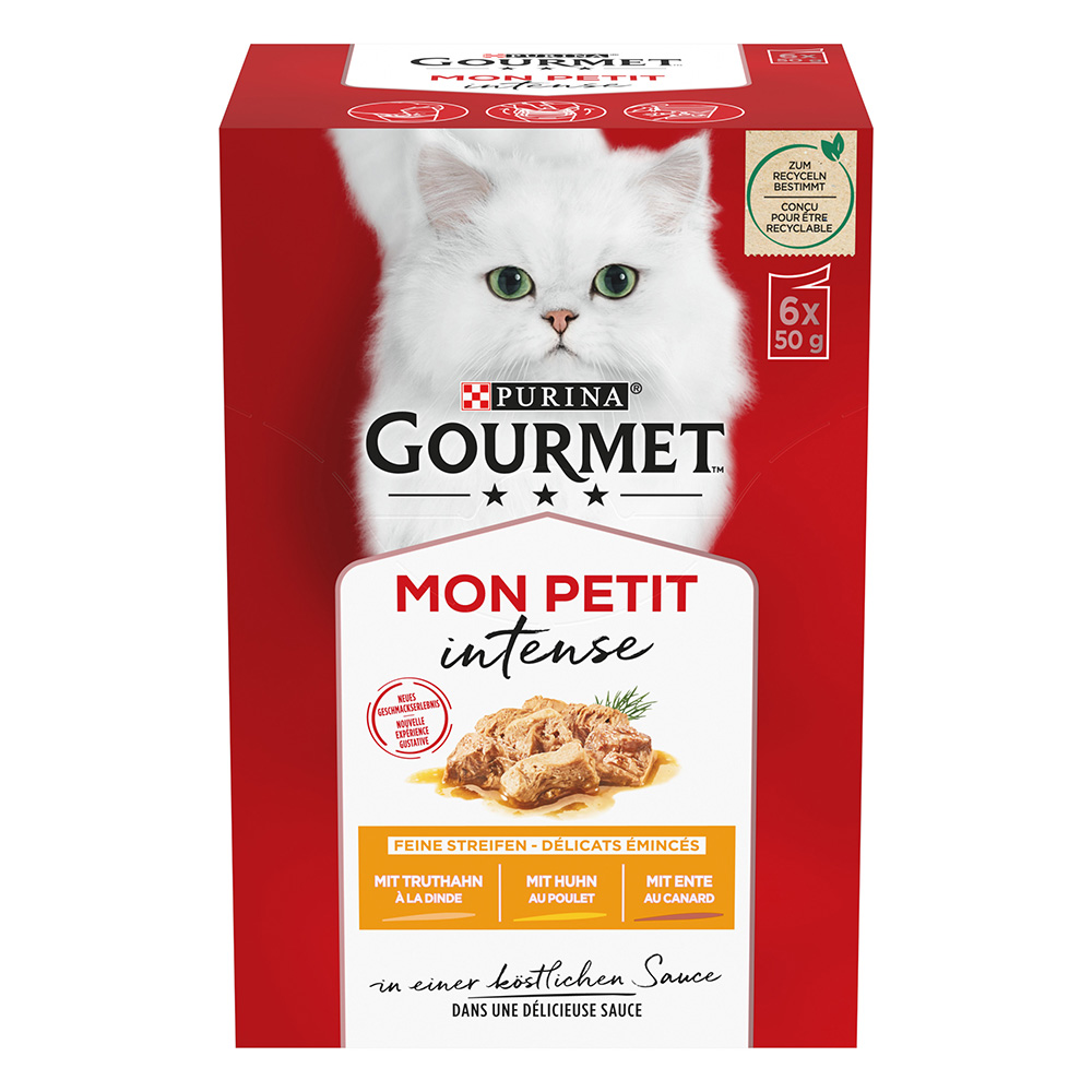 14 + 4 gratis! 18 x 50 g Mixpaket Gourmet Mon Petit - Ente, Huhn, Truthahn von Gourmet