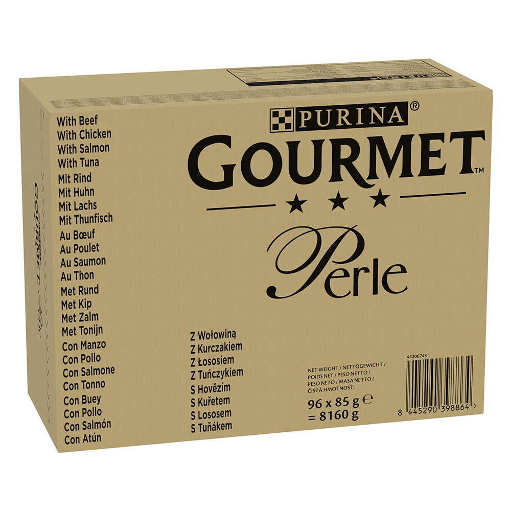 192 x 85 g Gourmet Perle Jumbopack zum Sonderpreis! - Rind, Huhn, Lachs, Thunfisch in Sauce von Gourmet