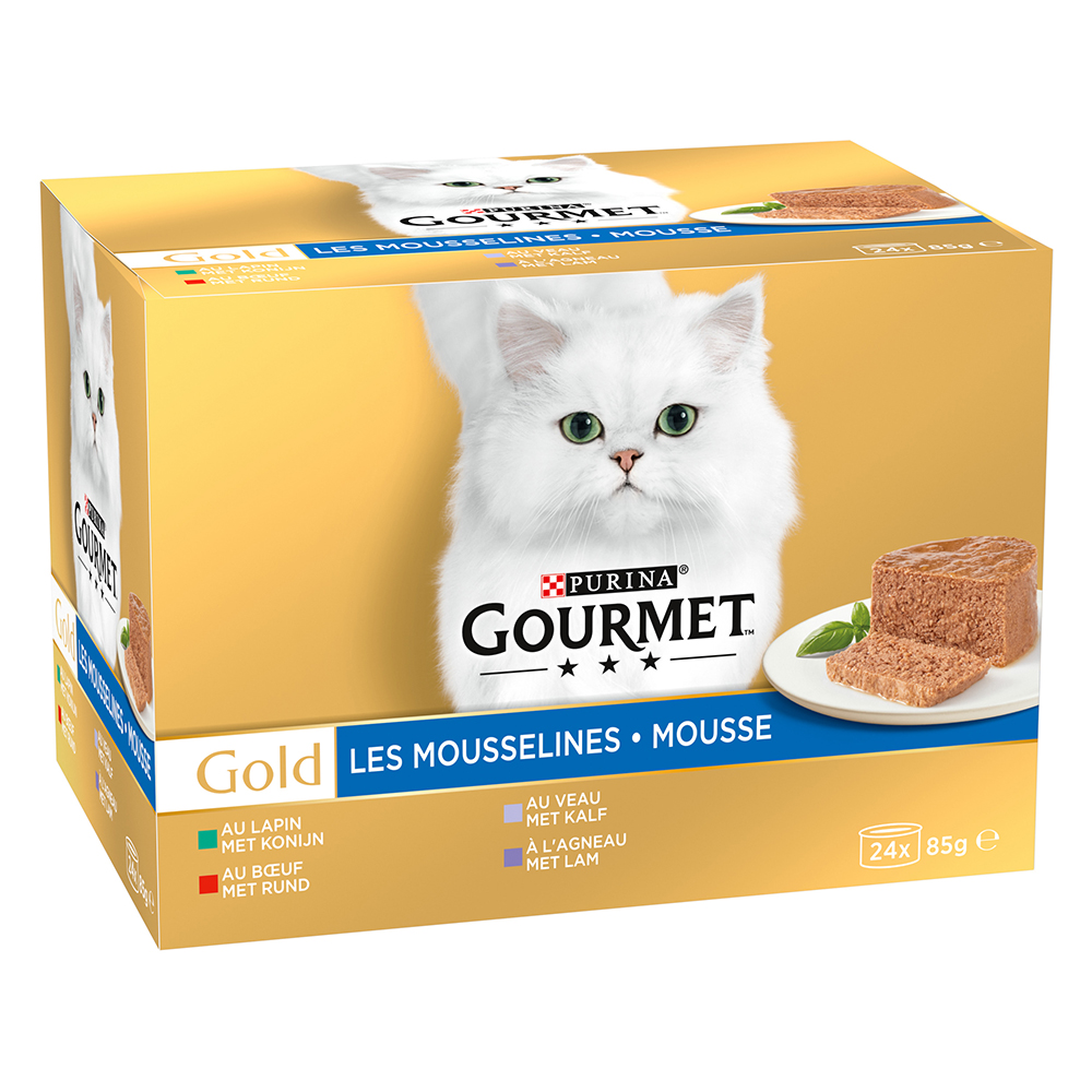 36 + 12 gratis! 48 x 85 g Gourmet Gold - Feine Pastete - Fleisch-Mix (Kaninchen, Kalb, Rind, Lamm) von Gourmet