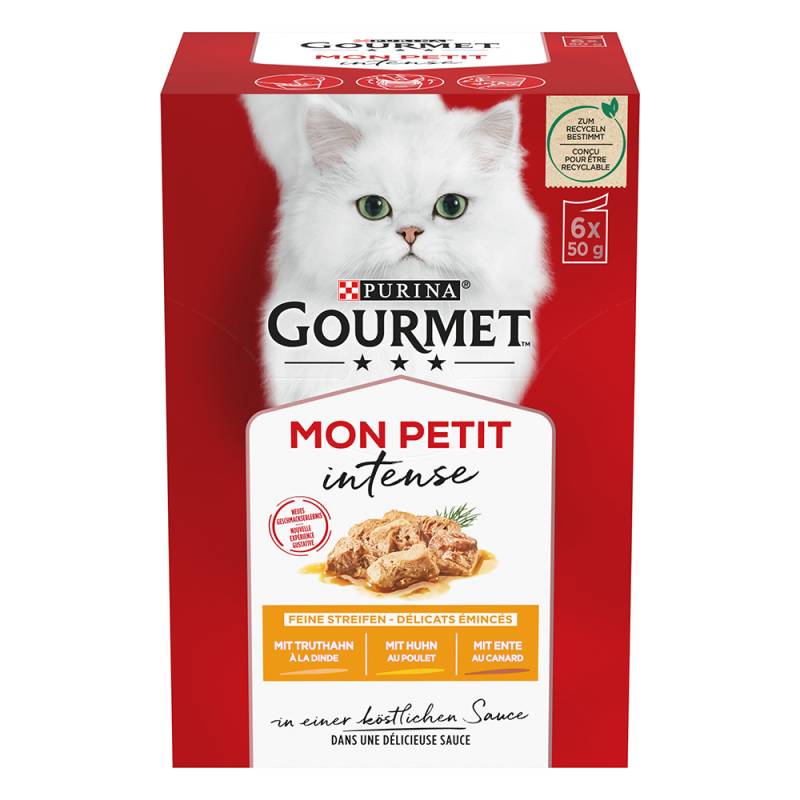 40 + 8 gratis! 48 x 50 g Gourmet Mon Petit - Ente, Huhn, Truthahn von Gourmet