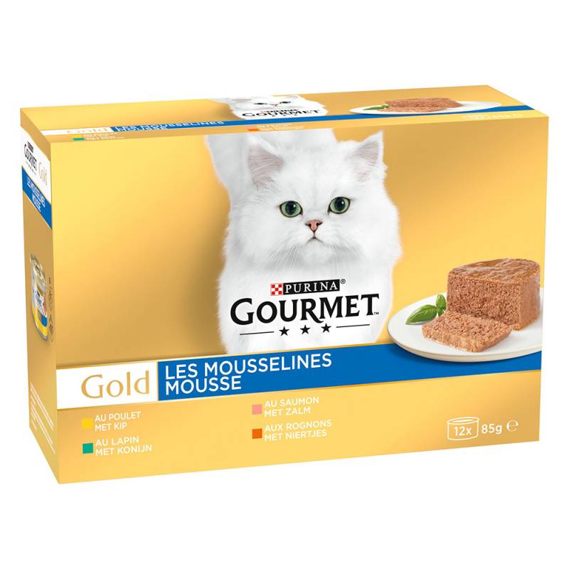 50 + 10 gratis! 60 x 85 g Gourmet Gold - Feine Pastete: Mix (Kaninchen, Huhn, Lachs, Nieren) von Gourmet