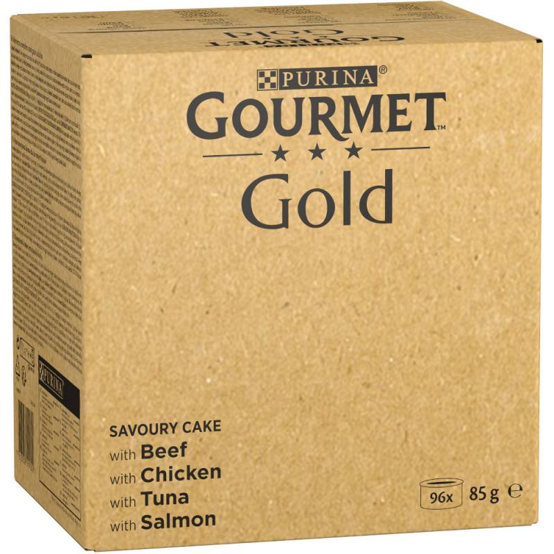 80 + 16 gratis! 96 x 85 g Jumbopack Gourmet Gold - Raffiniertes Ragout: Rind, Huhn, Thunfisch, Lachs von Gourmet