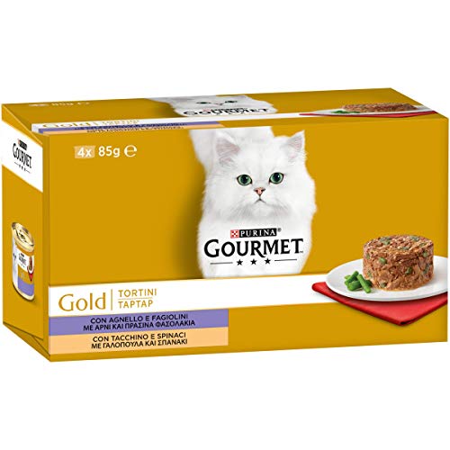 GOURMET Gold Nassfutter für Erwachsene Katzen, Tortini mit Lamm und Spinat, 48 Dosen à 85 g von Gourmet