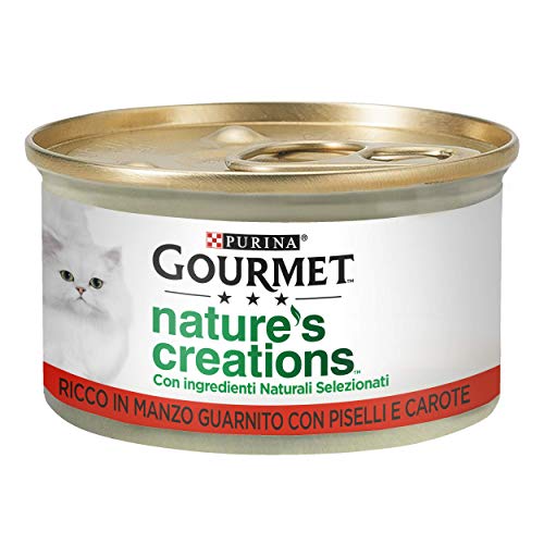 GOURMET Nature's Creations Nassfutter für ausgewachsene Katzen mit Rind, Erbsen und Karotten, 24 Dosen à 85 g von Gourmet