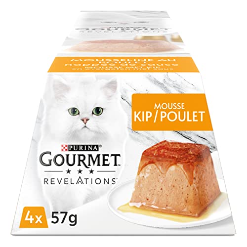 GOURMET Revelations Musselin mit Huhn mit Sauce | Mahlzeiten für ausgewachsene Katzen | 4 x 57 g von Gourmet