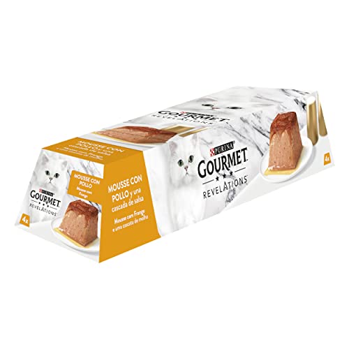 Gourmet Purina Revelations Mousse mit Sauce, Nassfutter für Katzen, Huhn, 6 Packungen mit 4 Pyramiden, 57 g - 24 Stück von Gourmet