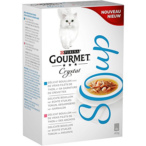 GOURMET Soupe thon anchois crevettes - Pour chat - 4x40g von Gourmet