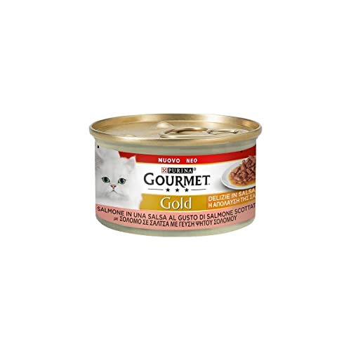 Gourmet Gold Delizie in Sauce, Nassfutter für Katzen mit Lachs, 85 g von Gourmet