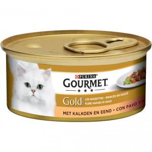 Gourmet Gold Feine Häppchen Katzenfutter in Soße, Pute und Ente 2 Paletten (48 x 85 g) von Gourmet