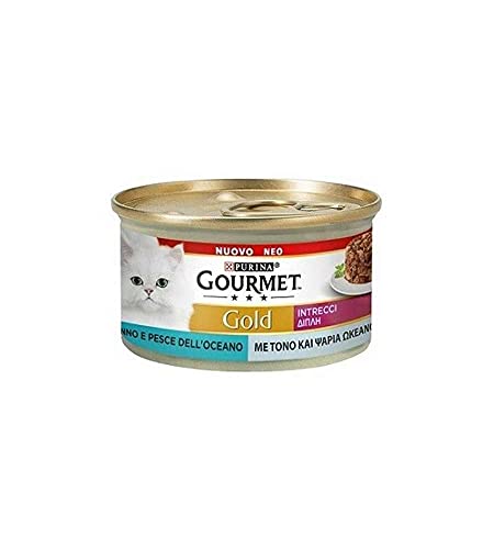 Gourmet Gold Intrecci di Gusto Nassfutter für Katzen mit Thunfisch und Meeresfisch, 85 g von Gourmet