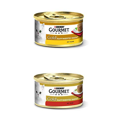 Gourmet Gold Katzenfutter 24er Mix-Pack (2 x 12 x 85g) Ragout Huhn und Ragout Rind von Gourmet