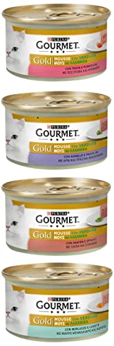 Purina Gourmet Gold-Mousse mit feuchtem Gemüse, Katze, Lamm, Ente, Trot, Kabeljau, 96 Dosen à 85 g von Gourmet