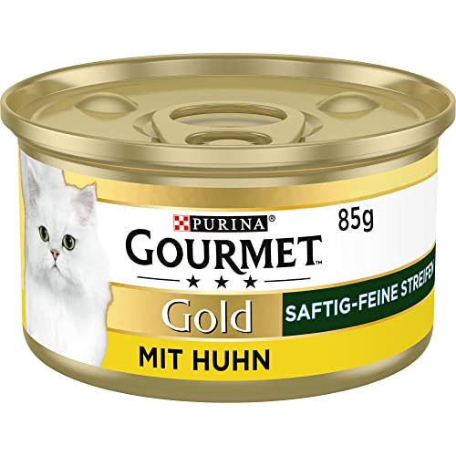 Gourmet Gold Saftig-feine Streifen mit Huhn, Katzennassfutter 12x85g Dose von Gourmet