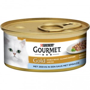 Gourmet Gold Luxury Mix mit Seefisch und Spinat in soße 1 Palette (24 x 85 g) von Gourmet