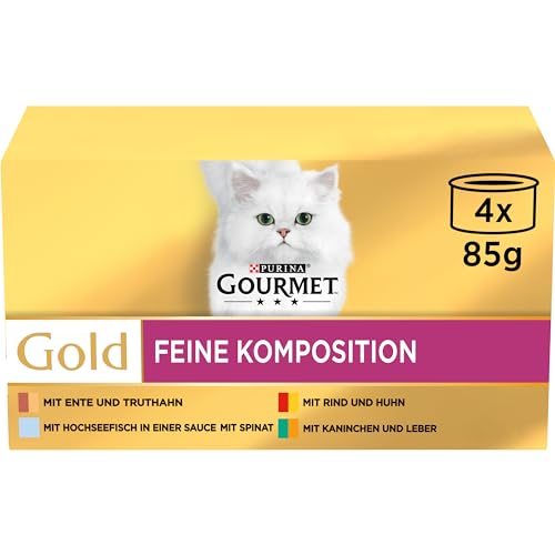 Gourmet Gourmet PURINA GOURMET Gold Feine Komposition Katzenfutter nass, Sorten-Mix, 12er Pack (12 x 4 Dosen à 85g) von Gourmet