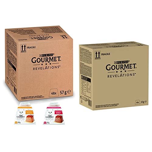 Gourmet Gourmet PURINA GOURMET Revelations Mousse & URINA GOURMET Revelations Mousse, Katzenfutter nass in Sauce, Huhn & Rind, 48er Pack (48 x 57g) von Gourmet