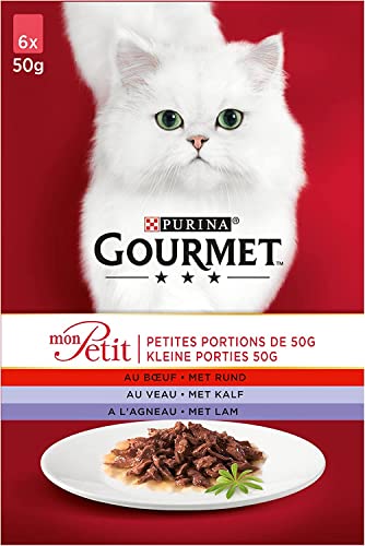 Gourmet Mon Petit Mahlzeit für Katzen mit Fleisch, 50 g, 6 Rationen (nicht passend zu AMZ) 761303445245 von Gourmet