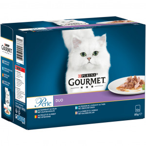 Gourmet Perle Duo mit Fleisch und Fisch Katzen-Nassfutter (12x85 g) 12 x 85 g von Gourmet