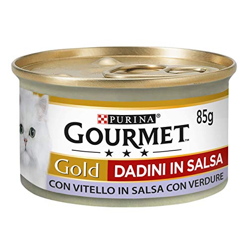 Gourmet Purina Gold Feuchtigkeit Katzenwürfel in Sauce mit Kalbsleder aus Sauce mit Gemüse - 24 Dosen à 85 g pro Packung (24 x 85 g) von Gourmet