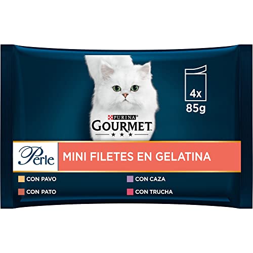 Gourmet Purina Perle Dünne Gelatinefolie Packung Sortiert Umschläge 4 x 85 g - 340 g, Schwarz von Gourmet