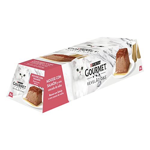 Gourmet Purina Revelations Mousse mit Sauce, Nassfutter für Katzen Lachs, 6 Packungen mit 4 Pyramiden, 57 g – 24 Stück von Gourmet