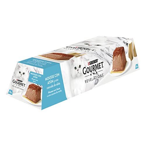 Gourmet Purina Revelations Mousse mit Sauce, Nassfutter für Thunfischkatzen, 6 Packungen mit 4 Pyramiden, 57 g, 24 Stück von Gourmet