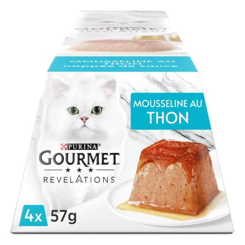 Gourmet Revelations Musselin mit Thunfischsauce – 4 x 57 g – Mahlzeitenportionen für ausgewachsene Katzen – 6 Stück von Gourmet