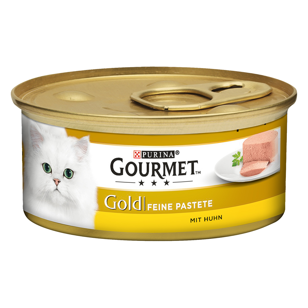 Mixpaket Gourmet Gold Feine Katzenfutter  Pastete 48 x 85 g - Mix 2: Huhn, Thunfisch, Ente/Spinat, Lamm/Bohnen von Gourmet