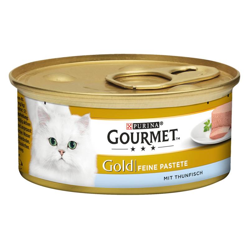 Mixpaket Gourmet Gold Feine Pastete 48 x 85 g - Mix 6: Thunfisch, Seelachs/Karotte, Forelle/Tomate von Gourmet