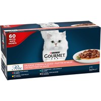 Mixpaket Gourmet Perle - 60 x 85 g Erlesene Streifen (Huhn, Rind, Lachs, Kaninchen) von Gourmet