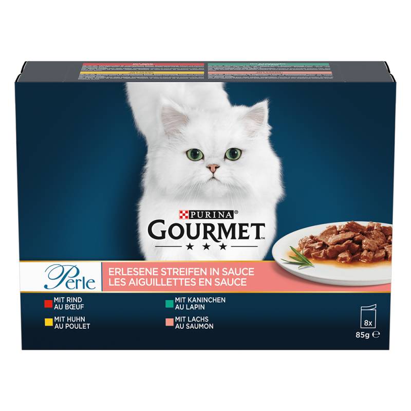 Multipack - Gourmet Perle 8 x 85 g - Rind, Huhn, Kaninchen & Lachs von Gourmet