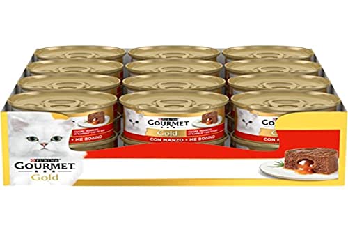 Purina Gourmet Gold, Feuchtfutter für Katzen, weich, mit Rind, 24 Dosen zu je 400 g von Gourmet