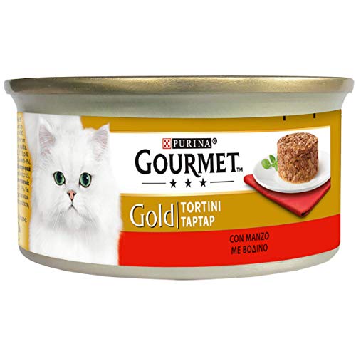 Purina Gourmet Gold, Nass-Törtchen für Katzen mit Rind, 24 Dosen à 85 g von Gourmet