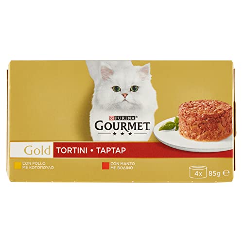 Purina Gourmet Gold Feuchtfutter für Katzen, Fleisch mit Huhn und Rind, 4 x 85 g von Gourmet