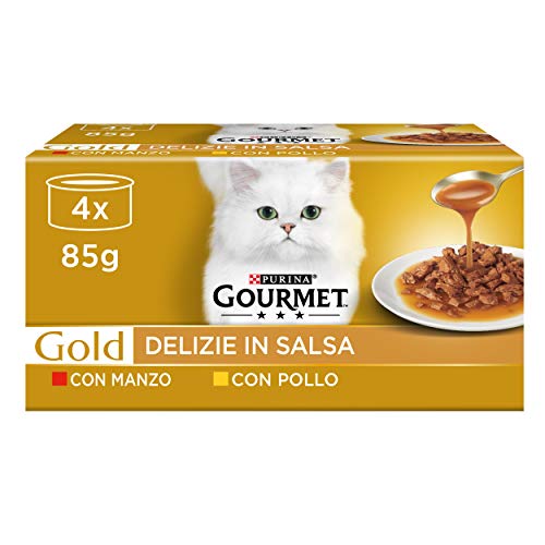 Purina Gourmet Gold-Leckereien in Sauce, Nassfutter für Katzen mit Huhn und Rind, 48 Dosen à 85 g von Gourmet