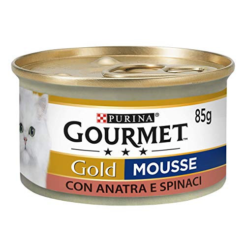 GOURMET Gold Nassfutter für Erwachsene Katzen Mousse mit Ente und Spinat, 24 Dosen à 85 g von Gourmet