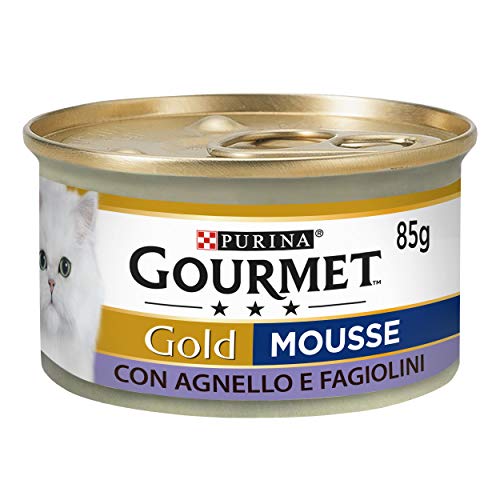 GOURMET Gold Nassfutter für Erwachsene Katzen Mousse mit Lamm und grünen Bohnen, 24 Dosen à 85 g von Gourmet