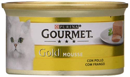 Gourmet Purina Gold Mousse, Nassfutter für Katzen mit Huhn, 24 Dosen à 85 g von Gourmet