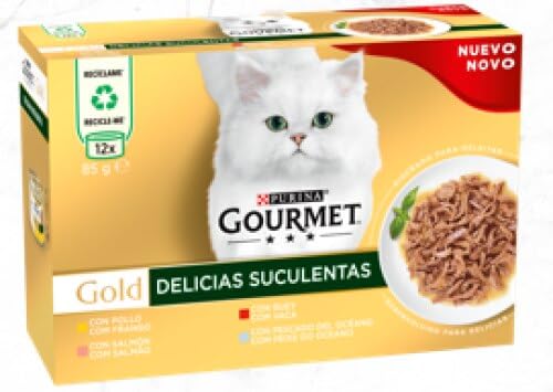 Purina Gourmet Gold Sukkulenten Nassfutter für Katzen, Sortiert, 12 Dosen à 85 g von Gourmet