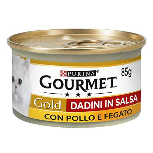 Purina Gourmet Gold Würfel aus Sauce Feuchtigkeit Katze mit Huhn und Leber, 24 Dosen à 85 g , 85g (24er Pack) von Gourmet