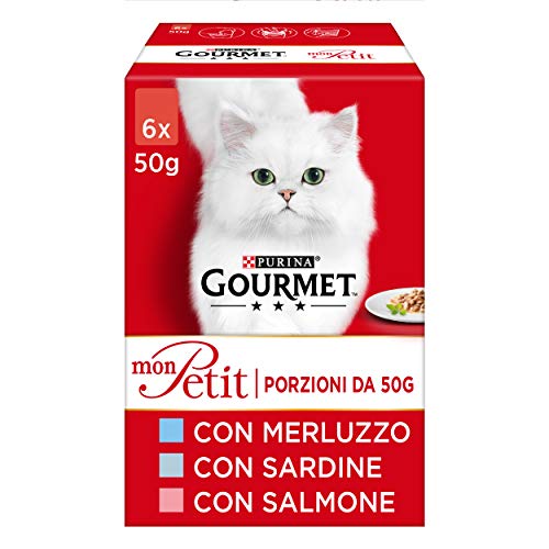 Purina Gourmet Mon Petit Feuchtigkeit Katzen mit Sardine, Lachs, 48 Beutel à 50 g von Gourmet