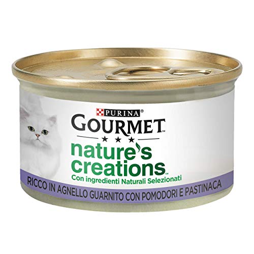 Purina Gourmet Nature's Creations Nassfutter für Katzen, reich an Lamm, garniert mit Tomaten und Pastinaken, 24 Dosen à 85 g von Gourmet
