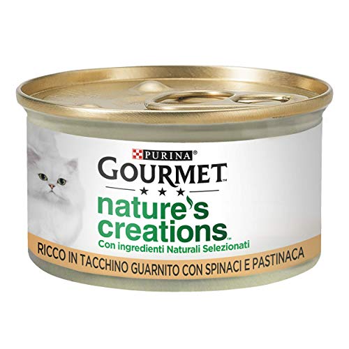 Purina Gourmet Nature's Creations Nassfutter für Katzen, reich an Truthahn, garniert mit Spinat und Pastinaken, 24 Dosen à 85 g von Gourmet