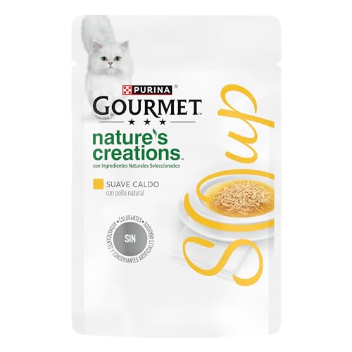 Purina Gourmet Nature's Creations Soup, natürliches Nassfutter für Katzen, Suppe mit Huhn und Gemüse, 32 Beutel à 40 g von Gourmet